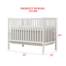 Load image into Gallery viewer, iRerts 5 In 1 Convertible Baby Crib, Wood Convertible Crib Toddler Bed with Wood Legs, Converts from Baby Crib to Toddler Bed, Fits Standard Full-Size Crib Mattress, Easy to Assemble, White
