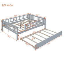 Load image into Gallery viewer, iRerts Daybed with Trundle Included, Wood Full Daybed Frame for Kids Teens Adults, Full Size Daybed Frame with Fence Guardrails, Full Size Platform Bed Frame for Bedroom, No Box Spring Needed, Gray
