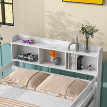 Load image into Gallery viewer, iRerts Wood Full Bunk Bed, Full Over Full Bunk Beds with Bookcase Headboard, Can Be Converted into 2 Beds, Bunk Bed Full Over Full for Kids Teens Bedroom, No Box Spring Required, White