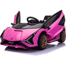 Load image into Gallery viewer, iRerts Black 12V Lamborghini SIAN Battery Powered Ride on Sports Cars for Kids Boys Girls Birthday Gifts, Ride on Toys with Remote Control, LED Headlights, Horn, Hydraulic Doors