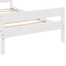 Load image into Gallery viewer, iRerts Twin Size Wood Platform Bed Frame with Headboard, Solid Pine Wood Kids Bed Frame w/ Strong Slat Support, White