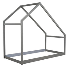 Load image into Gallery viewer, iRerts Twin House Bed with Roof, Wood Kids Twin Bed Frame House Bed, Toddler House Bed Frame for Boys Girls, Twin Floor Bed Frame for Kids Bedroom Living Room, Gray