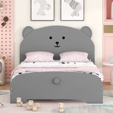 Load image into Gallery viewer, iRerts Wood Full Platform Bed Frame with Bear-shaped Headboard and Footboard, Kids Full Bed Frame for Boys Girls with Slats Support, Full Bed Frames No Box Spring Needed for Bedroom, Gray
