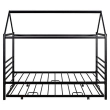 Load image into Gallery viewer, iRerts Twin Size House Bed Frame with Trundle, Twin Metal Platform Bed Frame for Kids Boys Girls, House Platform Bed frame Twin with Metal Slats, Kids Twin Bed Frame No Box Spring Needed, Black