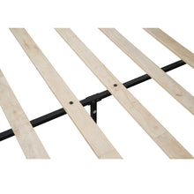 Load image into Gallery viewer, iRerts Queen Bed Frame with Socket, Industrial Metal Queen Platform Bed Frame with Storage Shelf Headboard, No Box Spring Needed, Queen Size Bed Frames for Bedroom, Mocha Wood