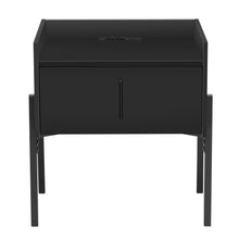 Load image into Gallery viewer, iRerts Nightstand with Charging Station, Modern End Side Table with Drawer, Black Handle and USB Charging Ports, Wood Night Stands Bedside Table for Bedroom Living Room, Black