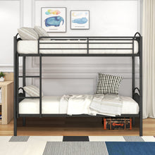 Load image into Gallery viewer, iRerts Twin Over Twin Bunk Bed, Metal Bunk Bed Twin Over Twin for Kids Teens Adults, 2 in 1 Convertible Bunk Bed with Safety Guard Rails, Twin Bunk Bed for Small Rooms Bedroom Dormitory, Black