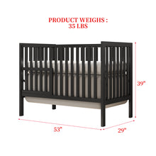 Load image into Gallery viewer, iRerts 5 In 1 Convertible Baby Crib, Wood Convertible Crib Toddler Bed with Wood Legs, Converts from Baby Crib to Toddler Bed, Fits Standard Full-Size Crib Mattress, Easy to Assemble, Black