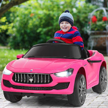 Load image into Gallery viewer, iRerts Black 12V Maserati Battery Powered Ride on Cars Toys with Remote Control, LED Headlights, Music, Horn for Kids Boys Girls Birthday Gifts