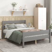 Load image into Gallery viewer, iRerts Full Platform Bed Frame, Solid Wood Full Bed Frame with Headboard, Footboard, Wood Slat Support, Modern Full Size Bed Frame No Box Spring Needed for Bedroom, Kids Room, Apartment, Grey