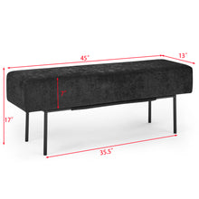 Load image into Gallery viewer, iRerts 45" Bench for Bedroom, Ottoman Bench Seat Upholstered Bedroom Benches, Modern Entryway Bench Couch Long Bench with Steel Legs for Entryway Dining Room Living Room Bedroom End of Bed, Black