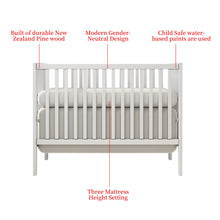 Load image into Gallery viewer, iRerts 5 In 1 Convertible Baby Crib, Wood Convertible Crib Toddler Bed with Wood Legs, Converts from Baby Crib to Toddler Bed, Fits Standard Full-Size Crib Mattress, Easy to Assemble, White