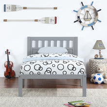 Load image into Gallery viewer, iRerts Wood Twin Bed Frame, Modern Twin Platform Bed Frame with Headboard, Wood Support Slats, Twin Size Bed Frame No Box Spring Needed, Bed Frame Twin Size for Kids Teens Adults Bedroom, Gray