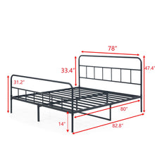 Load image into Gallery viewer, iRerts King Bed Frame with Headboard, Metal King Platform Bed Frame for Kids Teens Adults, Heavy Duty King Size Bed Frame No Box Spring Needed, Easy to Assemble, Black