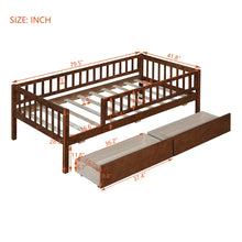 Load image into Gallery viewer, iRerts Daybed with Storage Drawers, Wood Twin Daybed Frame for Kids Teens Adults, Twin Size Daybed Frame with Fence Guardrails, Twin Size Platform Bed Frame for Bedroom, No Box Spring Needed, Walnut
