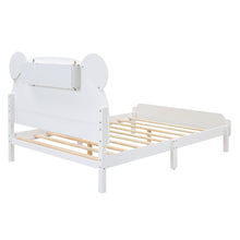 Load image into Gallery viewer, iRerts Kids Full Bed Frame, Wood Full Size Platform Bed Frame with Bear-shaped Headboard, Motion Activated Night Lights, Full Bed Frames for Girls Boys Bedroom, No Box Spring Needed, White