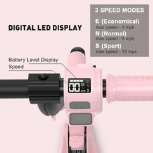 Load image into Gallery viewer, iRerts Electric Scooter for Kids Boys Girls, Folding Kids Scooter with Adjustable Height, LED Display, Rear Brake, 7" Wheel, Colorful Deck Light, Lightweight Kids Electric Scooters for 8-14 Ages, Pink