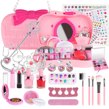 Load image into Gallery viewer, iRerts Kids Makeup Kit for Girls, 26 Pcs Real Washable Makeup Set for Dress Up, Little Girl Princess Play Make Up Set for 3-9 Years Olds Girls Gift, Pretend Beauty Vanity Set with Cosmetic Case, Pink