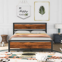 Load image into Gallery viewer, iRerts Queen Bed Frame, Industrial Metal Queen Platform Bed Frame, Queen Size Bed Frames with Headboard, Footboard, Slat Support, Bed Frame Queen Size for Bedroom, No Box Spring Needed, Black