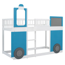 Load image into Gallery viewer, iRerts Wood Kids Loft Bed for Boys Girls, Train Shape Twin Size Loft Bed Frame with Window, Ladders and Guardrails, Spacious Under Bed Space, Playhouse Twin Loft Beds Bedroom Furniture, Blue