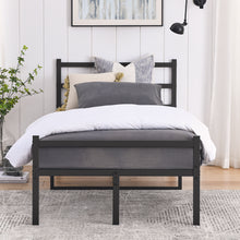 Load image into Gallery viewer, iRerts Twin Metal Bed Frame with Headboard, Twin Bed Frame with Metal Slats Support, No Box Spring Needed, Sturdy Heavy Duty Twin Platform Bed Frame for Kids Teens Adults, Easy to Assemble, Black