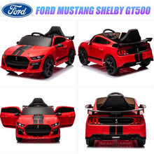 Load image into Gallery viewer, Ford Mustang GT500 Ride on Car for Kids, 12V Powered Ride on Toy with Remote Control, Bluetooth, Radio, Music, USB Port, LED Lights, 4 Wheels Suspension Electric Car for for 3-5 Years Boy Girl
