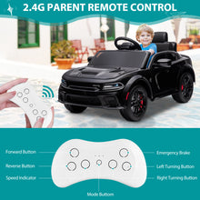 Load image into Gallery viewer, Kids Electric Cars With Remote Control, Licensed Dodge Charger 12V Ride on Cars for Boys Girls, Battery Powered Ride on Toys with Bluetooth, USB, MP3, 4 Wheel Suspension, Black

