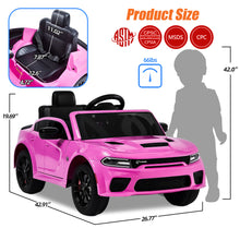 Load image into Gallery viewer, 12V Dodge Charger Ride on Car with Remote Control Electric Vehicle for Boys and Girls Kids Ride on Toy for 3-6 Years Old, Power Ride on Truck, Bluetooth, LED light, Four wheel suspension
