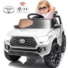 Load image into Gallery viewer, 12V Toyota Tacoma Ride On Car with Remote Control Battery Powered Ride on Toy with USB, AUX, MP3, FM Function and LED Light Kids Electric Vehicle for Boys Girls 3-5 Ages
