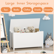Load image into Gallery viewer, iRerts Wooden Toy Box Storage Kids Toy Storage with Safety Hinged Lid Toy Chests &amp; Organizers for Boys and Girls

