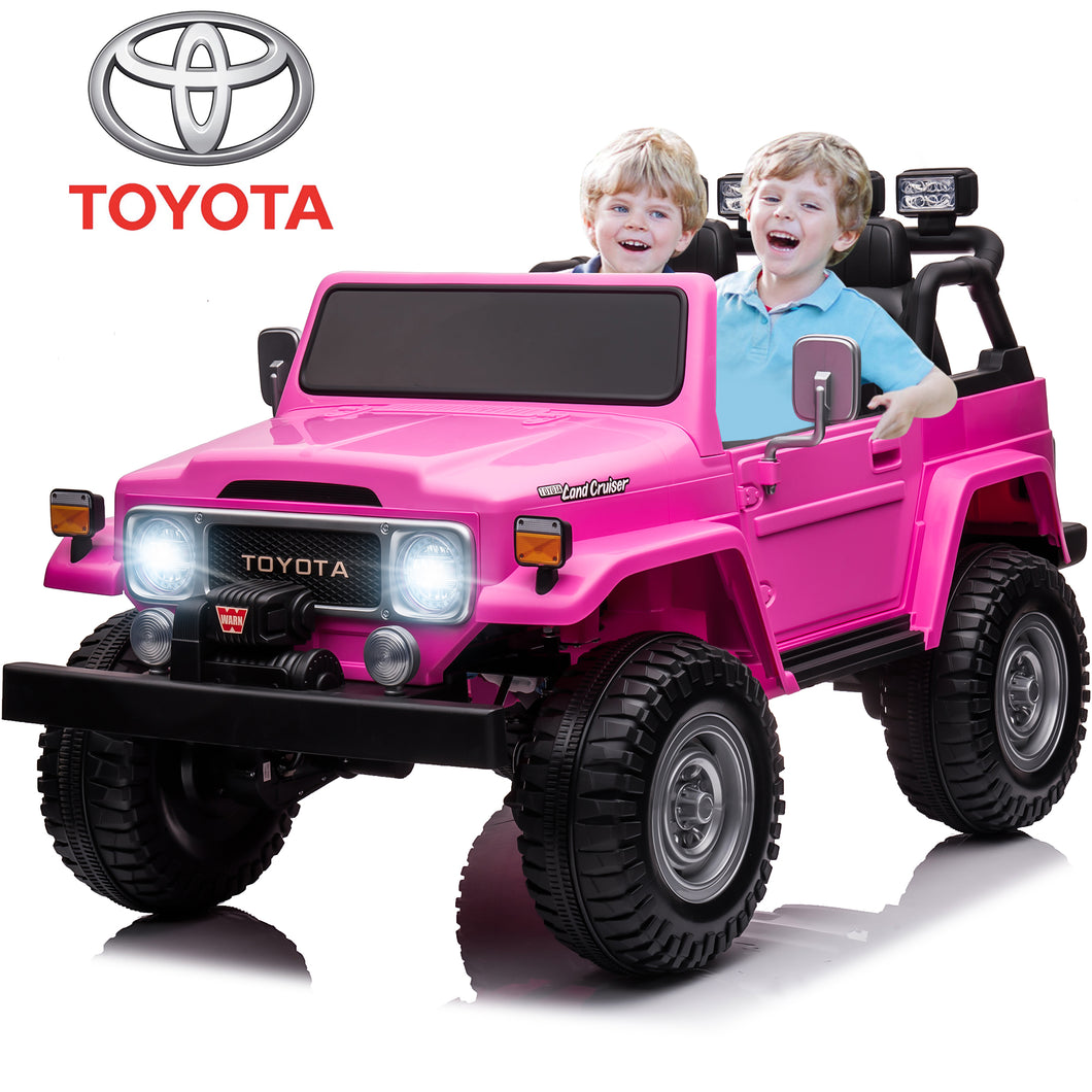 2 Seater 24v Ride on Trucks, Toyota FJ40 Ride on Car with Remote Control, Battery Powered Ride on Toys with Bluetooth, FM Radio, USB Port and Music, Electric Cars for Kids Boys Girls Gift, Pink