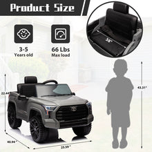 Load image into Gallery viewer, 12V Kids Ride on Car Licensed Toyota Tundra Pickup Electric Vehicle with 2.4G Remote Control Powered Ride on Toy for Boys and Girls, Three speed adjustable, Bluetooth, Ride on Truck for 3-5 Years Old
