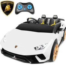 Load image into Gallery viewer, 24V Ride on Cars 2 Seater for Kids, Lamborghini Huracan Battery Powered Ride on Toy Sports Car with Remote Control, Electric Car for Boys Girls 3-8 with Music/LED Lights/Bluetooth/4WD, Black
