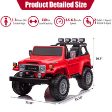 Load image into Gallery viewer, 2 Seater 24v Ride on Trucks, Toyota FJ40 Ride on Car with Remote Control, Battery Powered Ride on Toys with Bluetooth, FM Radio, USB Port and Music, Electric Cars for Kids Boys Girls Gift, Red
