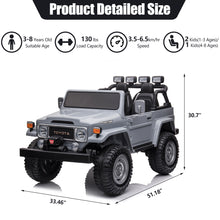 Load image into Gallery viewer, 2 Seater 24v Ride on Trucks, Toyota FJ40 Ride on Car with Remote Control, Battery Powered Ride on Toys with Bluetooth, FM Radio, USB Port and Music, Electric Cars for Kids Boys Girls Gift, Gray
