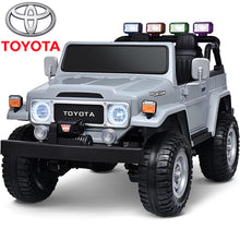 Load image into Gallery viewer, 24V Ride on Cars 2 Seater, Licensed Toyota FJ40 Ride on Toys with Remote Control, Kids Electric Vehicle with Bluetooth, FM Radio, USB, Music, Gifts for 3-6 Years Old Boys Girls, Gray
