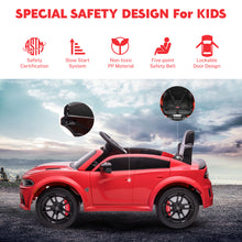 Load image into Gallery viewer, iRerts Ride on Cars, 12 V Licensed Dodge Charger Battery Powered Ride On Toys with Remote Control, MP3 Player, LED Headlights, Safety Belt, 4 Wheeler, Electric Car for Kids 3-5 Boys Girls, Red
