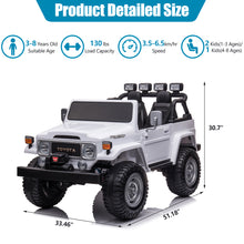 Load image into Gallery viewer, 2 Seater 24v Ride on Trucks, Toyota FJ40 Ride on Car with Remote Control, Battery Powered Ride on Toys with Bluetooth, FM Radio, USB Port and Music, Electric Cars for Kids Boys Girls Gift, White
