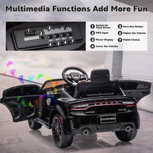 Load image into Gallery viewer, iRerts Ride on Cars, 12 V Licensed Dodge Charger Battery Powered Ride On Toys with Remote Control, MP3 Player, LED Headlights, Safety Belt, 4 Wheeler, Electric Car for Kids 3-5 Boys Girls, Black
