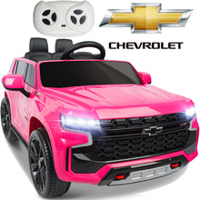 Load image into Gallery viewer, iRerts 12V Battery Powered Ride on Cars with Remote Control, Licensed Chevrolet Tahoe Kids Electric Cars for 3-6 Ages Kids Gift, Ride On Toy with Bluetooth, Music, MP3/USB/AUX Port, LED Light, Pink
