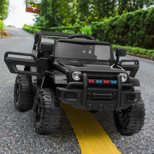 Load image into Gallery viewer, iRerts Black Kids 12V Ride on Truck with Remote Control for 2- 4 Years Old, Horn, LED Lights, MP3 Player, Radio, USB Port, Spring Suspension
