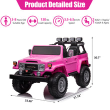 Load image into Gallery viewer, 2 Seater 24v Ride on Trucks, Toyota FJ40 Ride on Car with Remote Control, Battery Powered Ride on Toys with Bluetooth, FM Radio, USB Port and Music, Electric Cars for Kids Boys Girls Gift, Pink
