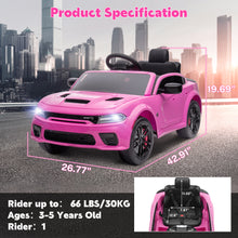 Load image into Gallery viewer, iRerts Ride on Cars, 12 V Licensed Dodge Charger Battery Powered Ride On Toys with Remote Control, MP3 Player, LED Headlights, Safety Belt, 4 Wheeler, Electric Car for Kids 3-5 Boys Girls, Pink
