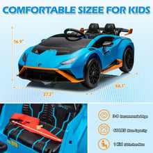 Load image into Gallery viewer, iRerts Blue 24V Lamborghini Ride on Cars with Remote Control, Battery Powered Kids Ride on Toys for Boys Girls 3-8 Ages, 4 Wheels Electric Cars for Kids with Bluetooth/Music/USB Port/LED Lights
