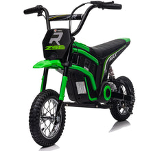 Load image into Gallery viewer, iRerts 24V Ride On Motocross Motorcycle, Kids Electric Dirt Bike for Boys 8-12, Kids Motorcycle with Dual Suspension, MP3 Player, Speeds up to 14.29MPH, Green
