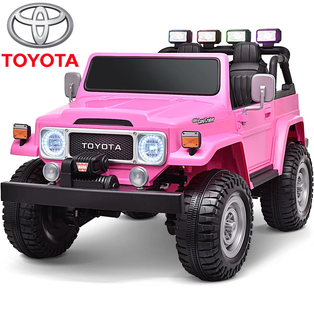 24V Ride on Cars 2 Seater, Licensed Toyota FJ40 Ride on Toys with Remote Control, Kids Electric Vehicle with Bluetooth, FM Radio, USB, Music, Gifts for 3-6 Years Old Boys Girls, Pink