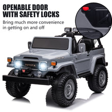 Load image into Gallery viewer, 2 Seater 24v Ride on Trucks, Toyota FJ40 Ride on Car with Remote Control, Battery Powered Ride on Toys with Bluetooth, FM Radio, USB Port and Music, Electric Cars for Kids Boys Girls Gift, Gray
