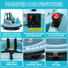 Load image into Gallery viewer, iRerts 12V Bumper Cars for Kids, Bumper Car Ride on with Remote Control, Battery Powered Kids Ride on Toys for 2-5 Year Old Boys Girls, Kids Electric Cars with Bluetooth, Music, LED Light, Blue
