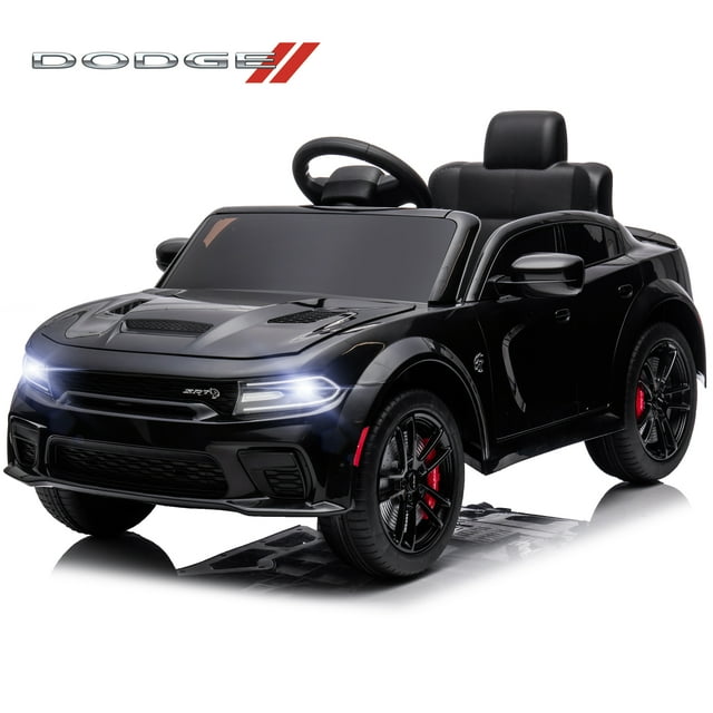 Dodge Charger Electric Ride on Car Toys for Boys, 12V Battery Powered Ride On Toys with Parent Remote Control, Electric Car for Kids 3-5 w/Music Player/LED Headlights/Safety Belt, Black