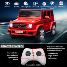 Load image into Gallery viewer, 24V Ride On Cars with Remote Control, Licensed Mercedes Benz G500 Kids Electric Car for Boys Girls Gifts, Battery Powered Ride on Trucks Toys with Bluetooth, MP3, Music, Led Lights, USB, Red
